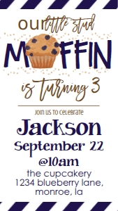 Birthday Stud Muffin 3 Text Invite: Birthday Stud Muffin 3