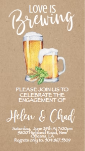 Engagement Love is Brewing Beer Hops Text Invite: Engagement Love is Brewing Beer Hops