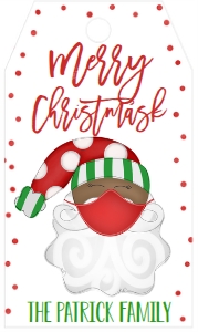 Christmas Party Santa Mask Invitation Green Favor Tag AA: Christmas Party Santa Mask Invitation Green AA