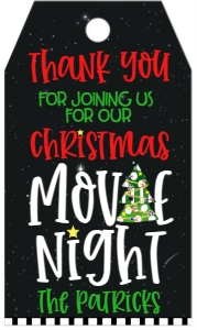 Christmas Movie Night Favor Tag: Christmas Movie night