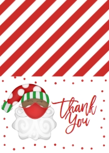 Christmas Party Santa Mask Invitation Green Thank You AA: Christmas Party Santa Mask Invitation Green AA