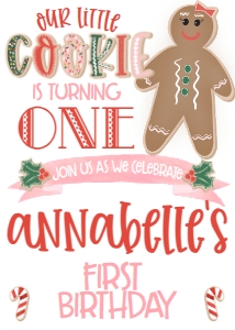 Birthday Christmas Cookie First Birthday Invitation Girl new Welcome Sign 8x10: Birthday Christmas Cookie First Birthday Invitation Girl new