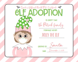 Christmas Elf Quarantine Adoption Certificate GPM1: Christmas Elf Welcome Letter Elf Quarantine GPM1