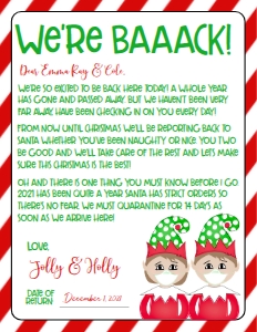 Christmas Elf Welcome Letter Elfx2 Quarantine RBM1BS: Christmas Elf Welcome Letter Elfx2 Quarantine RBGM1