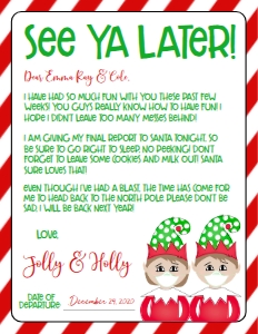 Christmas Elf Goodbye Elfx2 Quarantine RBGM1: Christmas Elf Welcome Letter Elfx2 Quarantine RBGM1