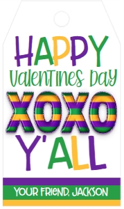 Valentines Day XOXO Mardi Gras Balloon Favor Tag: Valentines Day XOXO Mardi Gras Balloon Favor Tag