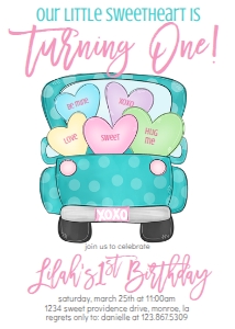 Valentine Birthday Aqua truck pastel: Valentine Birthday Aqua truck pastel