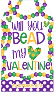 Valentines Day Mardi Gras Will you bead Favor Tag design preview