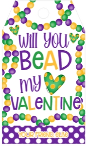 Valentines Day Mardi Gras Will you bead Favor Tag: Valentines Day Mardi Gras Will you bead Favor Tag