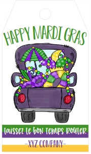 Mardi Gras Truck Favor Tag: Mardi Gras Truck Favor Tag
