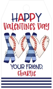 Valentines Day XOXO Baseball Favor Tag design preview