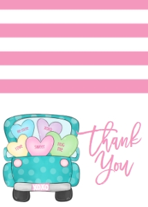Valentine Birthday Aqua truck pastel Thank You: Valentine Birthday Aqua truck pastel