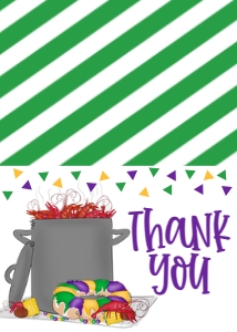 Mardi Gras Crawfish King Cake Birthday Thank You: Mardi Gras Crawfish King Cake Birthday Invitation