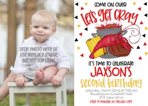 Crawfish Get Cray Birthday Photo Invite: Crawfish Get Cray Birthday