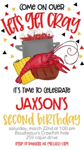 Crawfish Get Cray Birthday Text Invite: Crawfish Get Cray Birthday