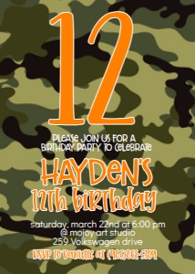 Birthday Number Camo Orange: Birthday Number Camo Orange