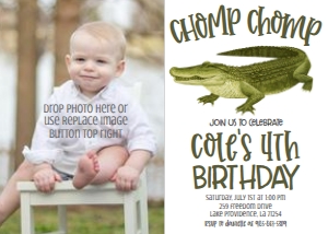 Birthday Alligator Invite Photo Invite: Birthday Alligator Invite
