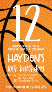Birthday Number Basketball Text Invite: Birthday Number Basketball