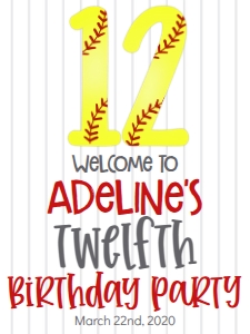 Birthday Number Softball Welcome Sign: Birthday Number Softball