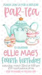 Birthday Par-Tea Cups 1 Text Invite: Birthday Par-Tea Cups 1