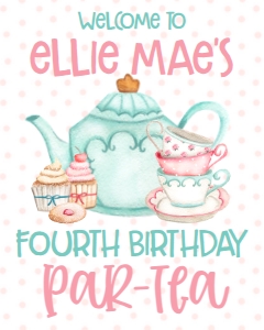 Birthday Par-Tea Cups 1 Welcome Sign: Birthday Par-Tea Cups 1