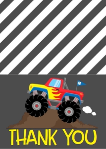 Birthday Monster Truck Red Thank You: Birthday Monster Truck Red