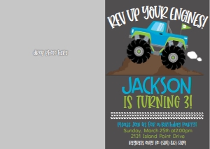 Birthday Monster Truck Blue Photo Invite: Birthday Monster Truck Blue 240770706