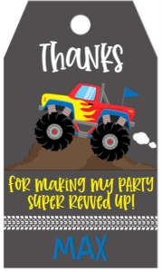 Birthday Monster Truck Red Favor Tag: Birthday Monster Truck Red