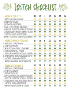 Lenten Checklist design preview
