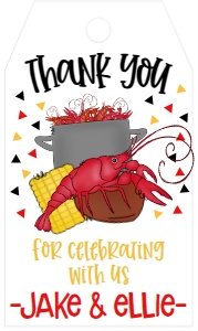 Crawfish Boiling Sibling Birthday Favor Tag: Crawfish Boiling Sibling Birthday