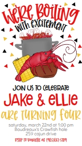 Crawfish Boiling Sibling Birthday Text Invite: Crawfish Boiling Sibling Birthday