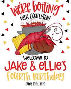 Crawfish Boiling Sibling Birthday Welcome Sign: Crawfish Boiling Sibling Birthday