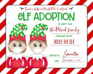 Christmas Elf X2 Quarantine Adoption Certificate RBGM1: Christmas Elf Welcome Letter Elfx2 Quarantine RBGM1