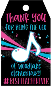 School Teacher Appreciation Music Note Favor Tag design preview
