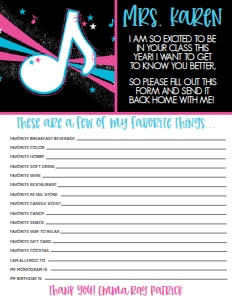 School Teacher Appreciation Favorite Things Music Note: School Teacher Appreciation Week Music Note Weekly Itinerary
