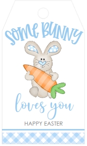 Easter Bunny Blue w Carrot Favor Tag Some bunny: Easter Bunny Blue w Carrot Favor Tag Some bunny
