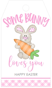 Easter Bunny Pink w Carrot Favor Tag Some bunny: Easter Bunny Pink w Carrot Favor Tag Some bunny