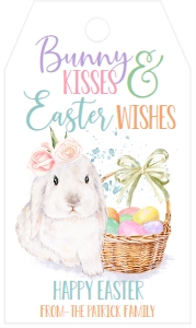 Easter Favor Tag White Bunny Basket Wishes: Easter Favor Tag White Bunny Basket Wishes
