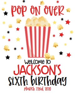 Birthday Popcorn Party BPPB1 Welcome Sign: Birthday Popcorn Party BPPB1