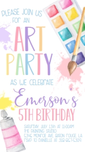 Birthday Art Party Pastel Text Invite: Birthday Art Party Pastel