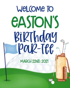 Birthday Golf Flag Welcome Sign: Birthday Golf Flag let's Partee