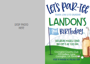 Birthday Golf Flag let's partee Photo Invite: Birthday Golf Flag let's Partee
