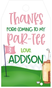 Birthday Golf Flag Pink Favor Tag: Birthday Golf Flag Pink