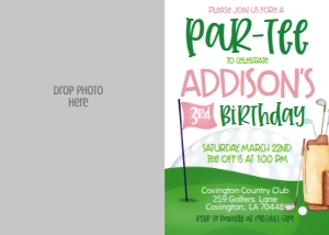 Birthday Golf Flag Pink Photo Invite: Birthday Golf Flag Pink