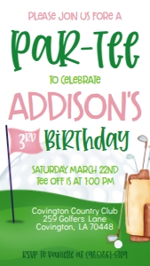 Birthday Golf Flag Pink Text Invite: Birthday Golf Flag Pink