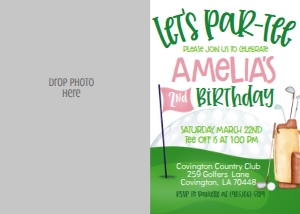 Birthday Golf Flag Pink Let's Partee Photo Invite: Birthday Golf Flag Pink Let's Partee
