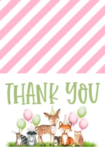 Birthday Woodland Party Animals Pink Thank You: Birthday Woodland Party Animals Pink