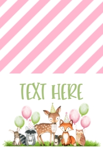 Birthday Woodland Party Animals Pink Food Tent: Birthday Woodland Party Animals Pink