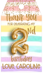Birthday Foil Balloon Rainbow Gold Favor Tag: Birthday Foil Balloon Rainbow Gold