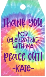 Birthday Tie Dye light Favor Tag: Birthday Tie Dye light